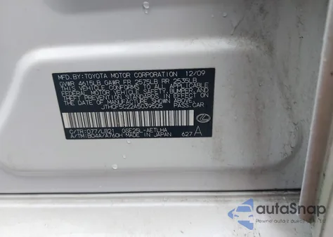 2010 Lexus Is 250 from USA, damaged, VIN JTHCF5C22A5039505